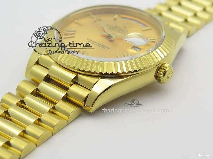 MiroTime 0219 DayDate 40mm BP-Maker 228238 YG Wrapped Gold Roman Dial (Fluted Bezel) On YG Bracelet ETA Attractive 3848
